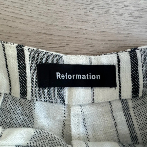 Reformation 100% linen black/white wide leg pant size 4 - Picture 4 of 8